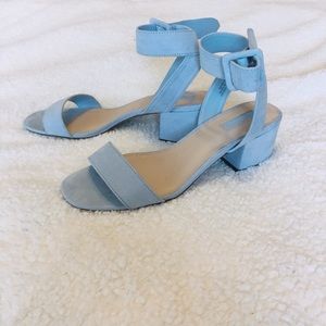 Blue open toe shoes